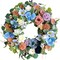 22" Spring & Summer Wreath – Blue Phalaenopsis, Rose, and Green Leaf Wreath for Front Door, Porch, and Patio Decor